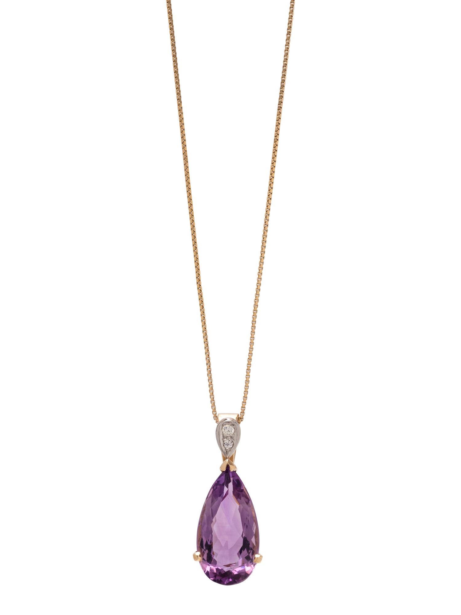 AMETHYST AND DIAMOND PENDANT/NECKLACE
