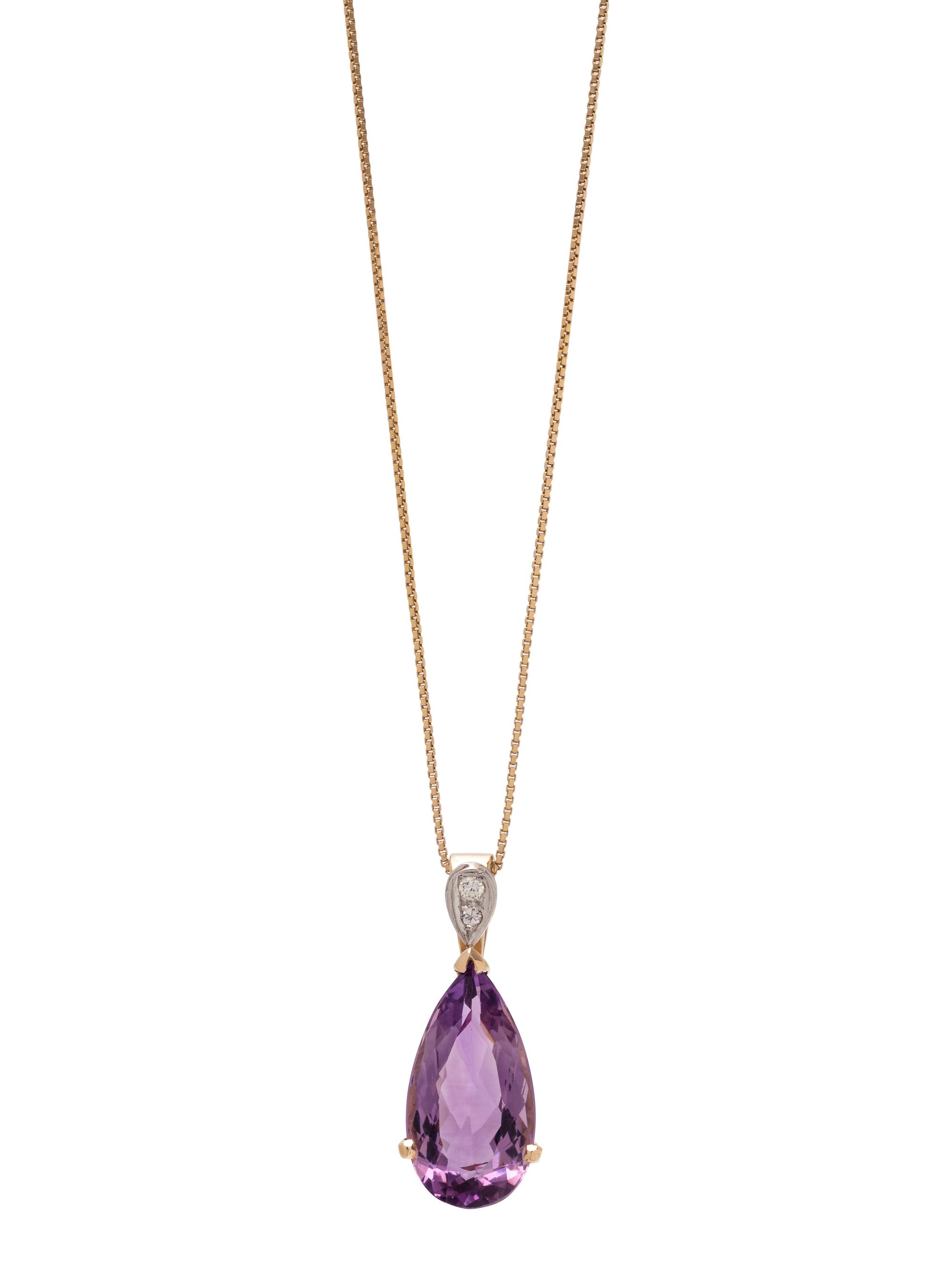 AMETHYST AND DIAMOND PENDANT/NECKLACE