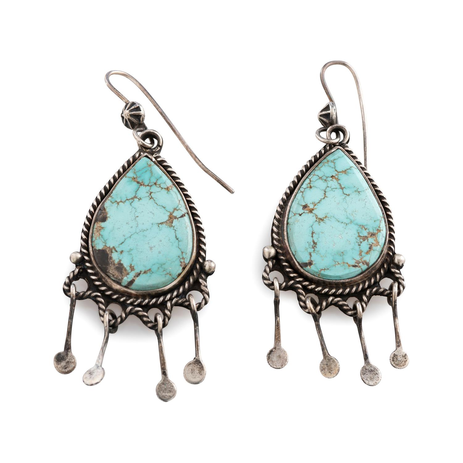 Silver and Turquoise Hook Earrings