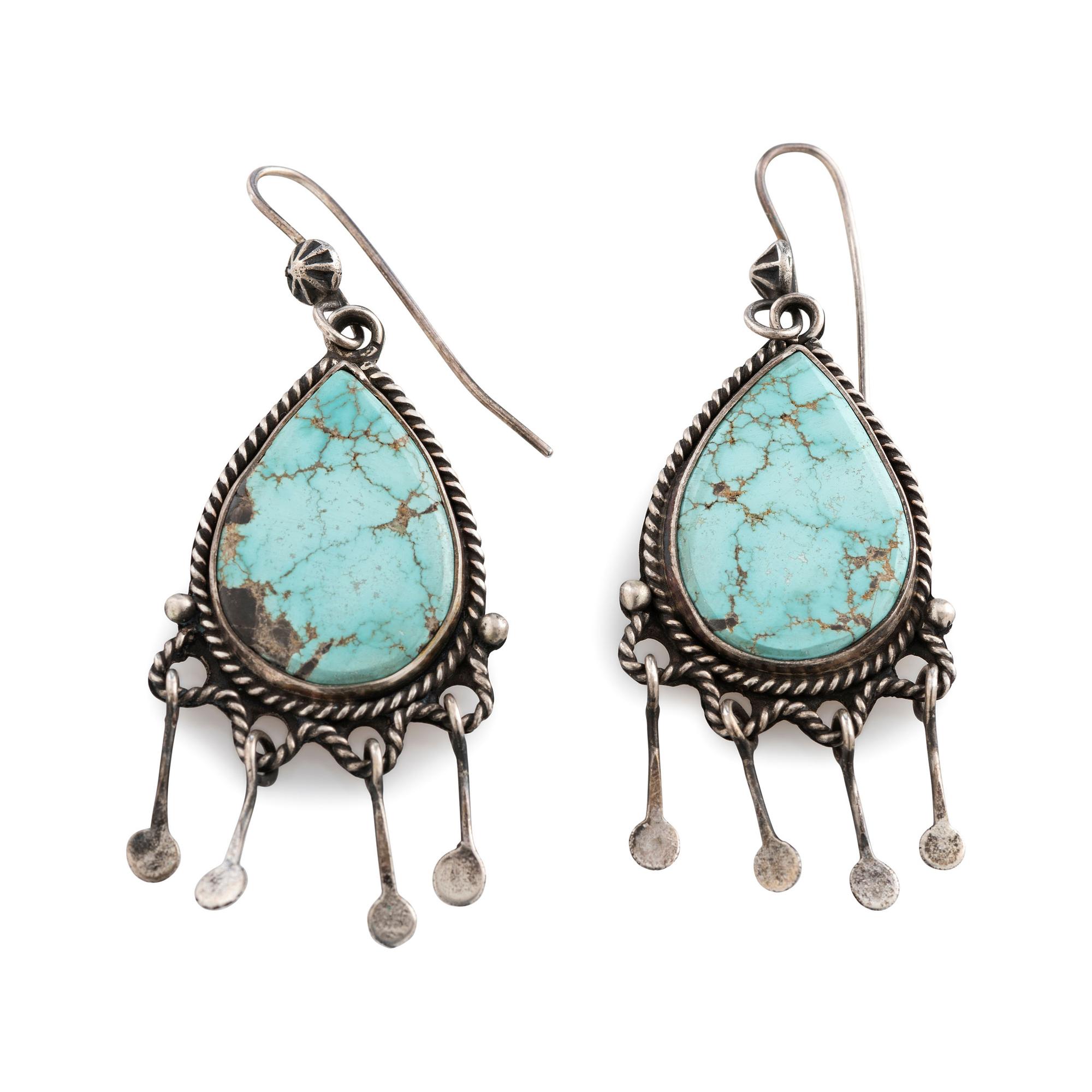 Silver and Turquoise Hook Earrings