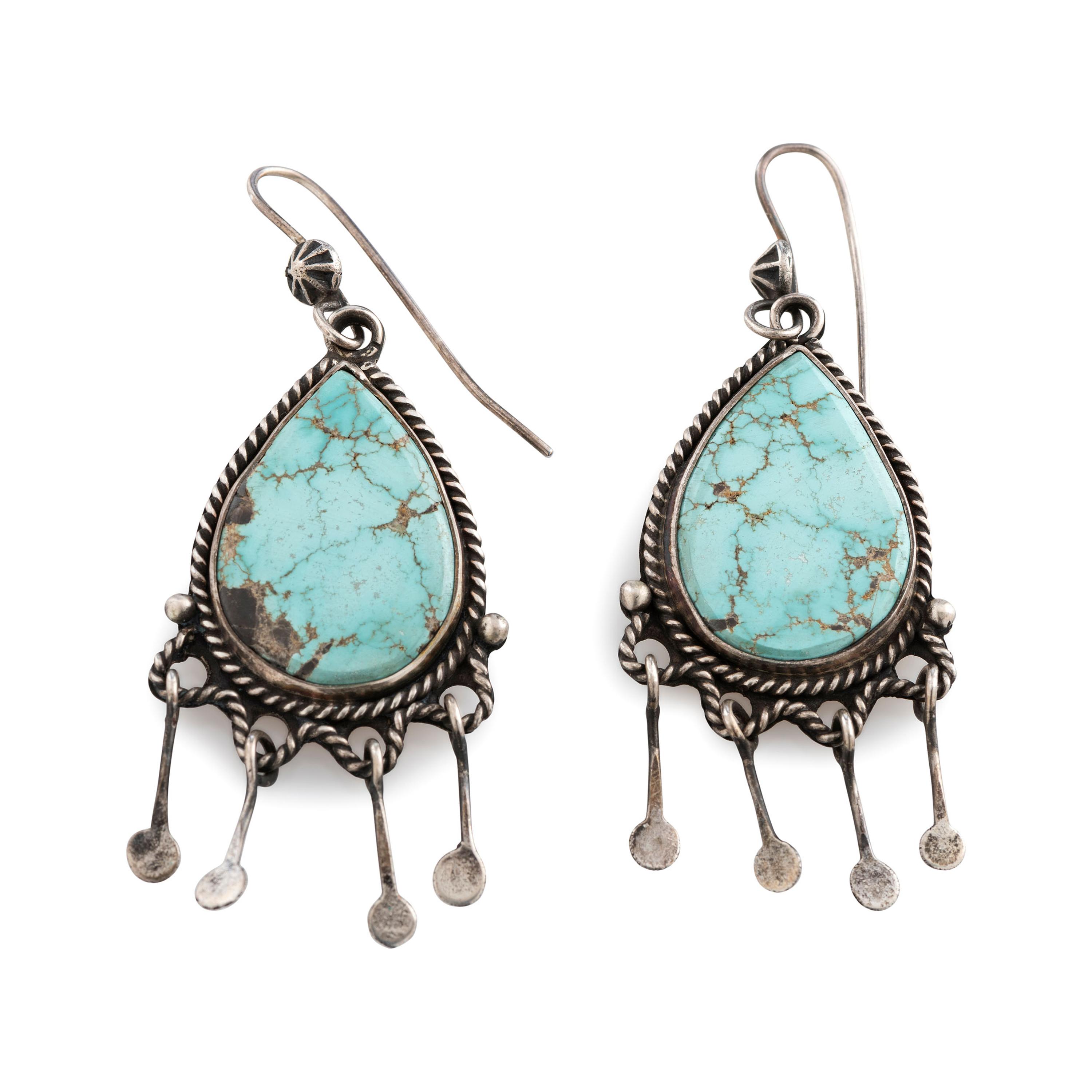 Silver and Turquoise Hook Earrings