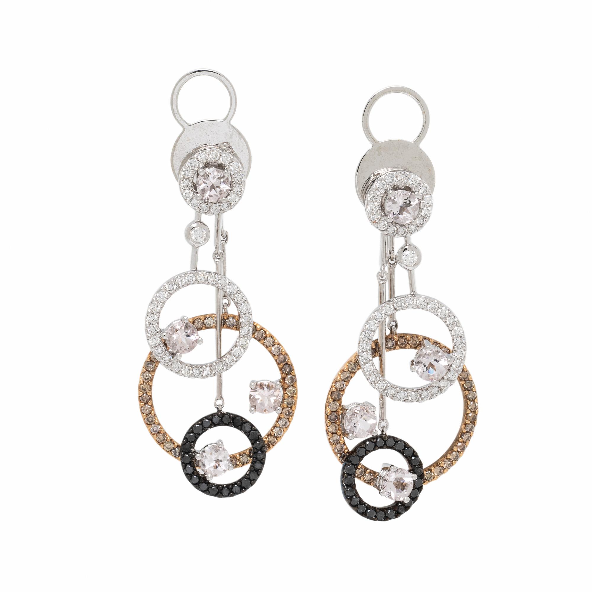 Bicolor Gold, Diamond, and Colored Diamond Earrings