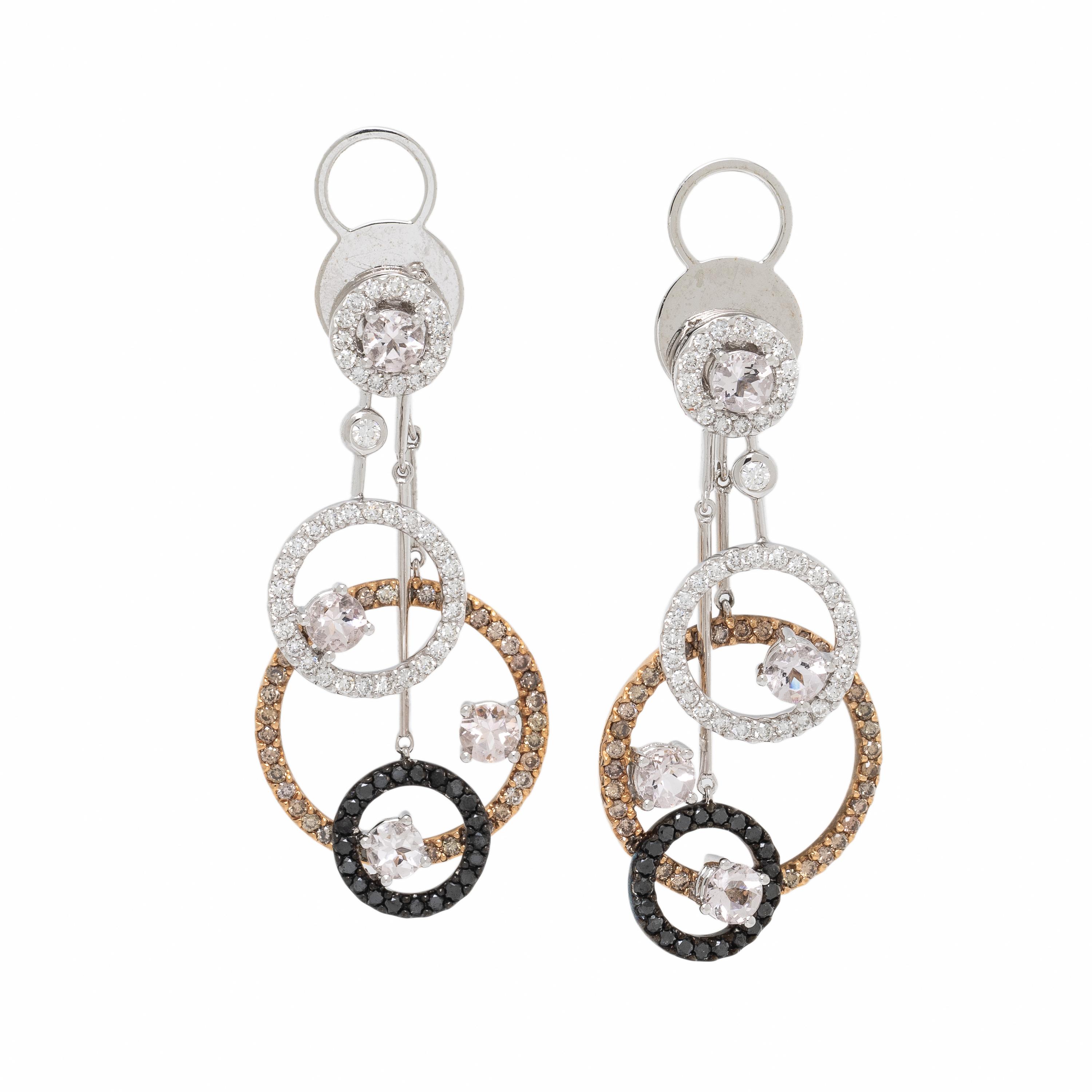 Bicolor Gold, Diamond, and Colored Diamond Earrings