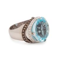 AQUAMARINE AND DIAMOND RING