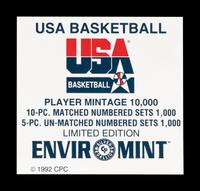 A Matched Number Set of 1992 United States Olympic Basketball Dream Team Silver Coins,