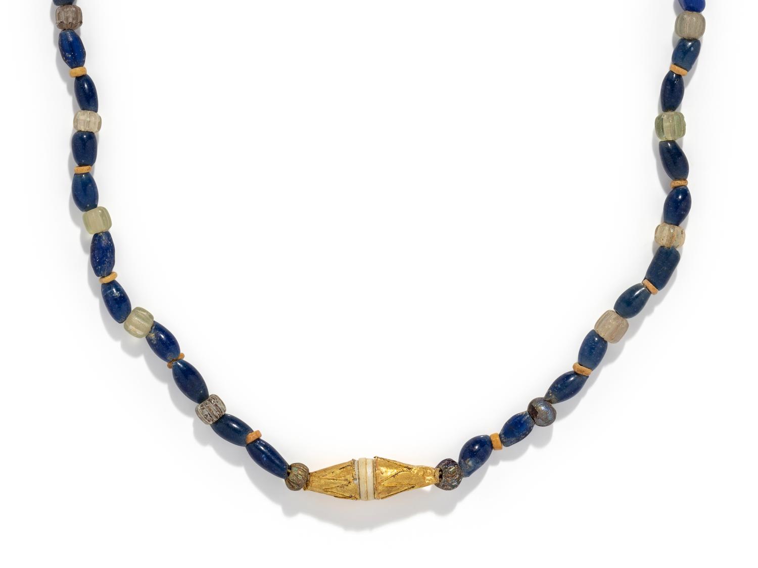 A Roman Gold and Glass Bead Necklace