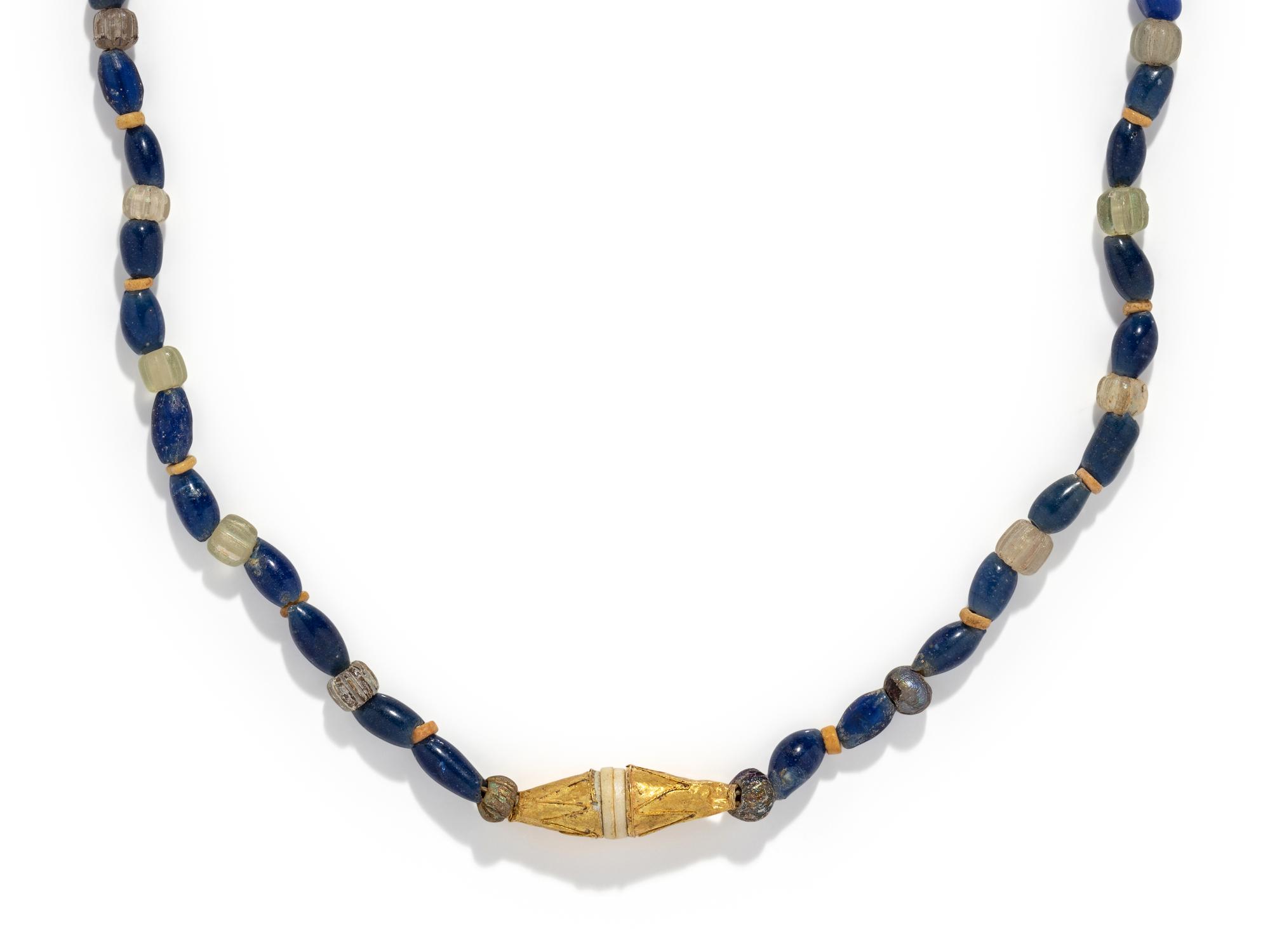 A Roman Gold and Glass Bead Necklace