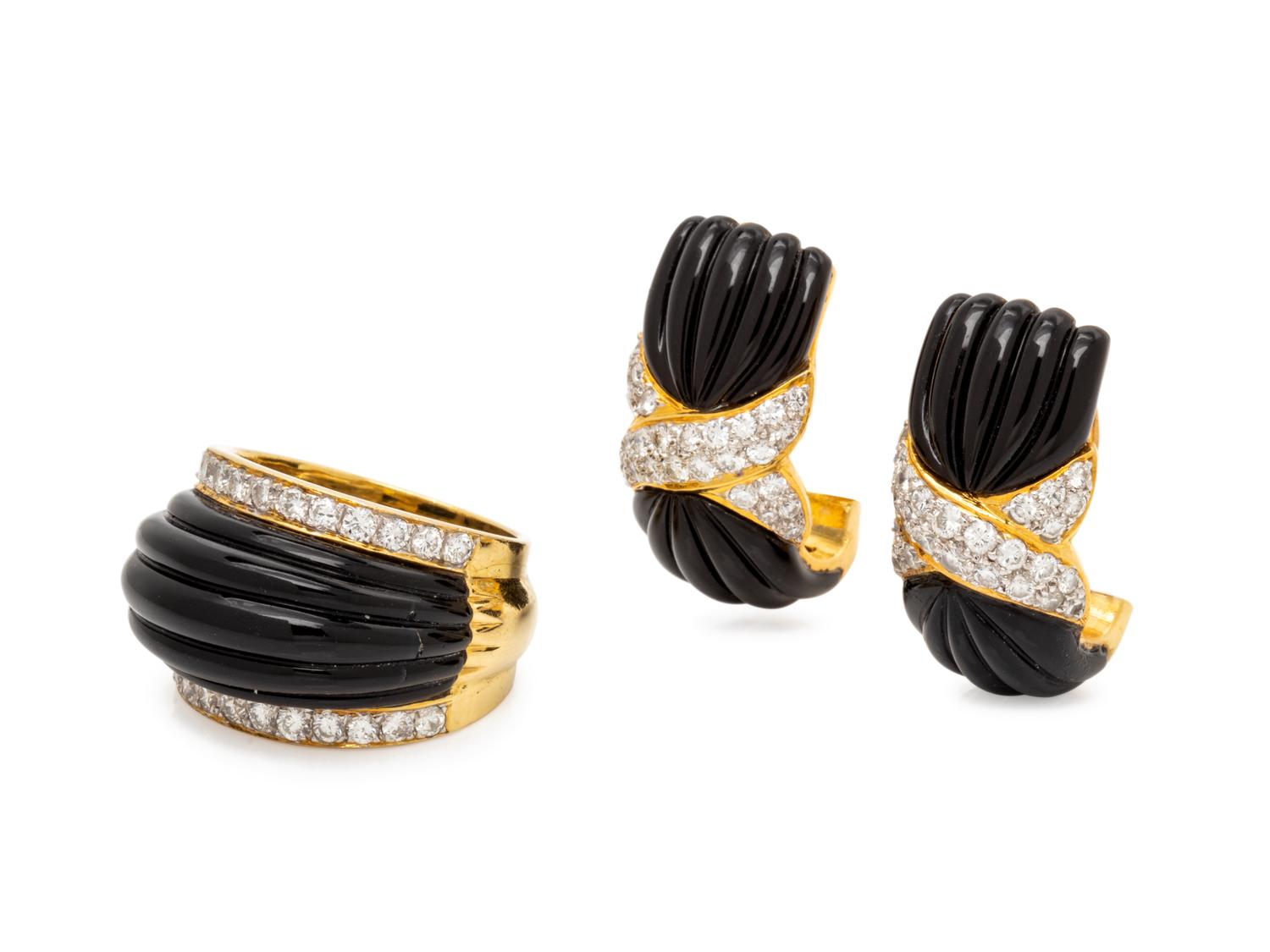ONYX AND DIAMOND SET