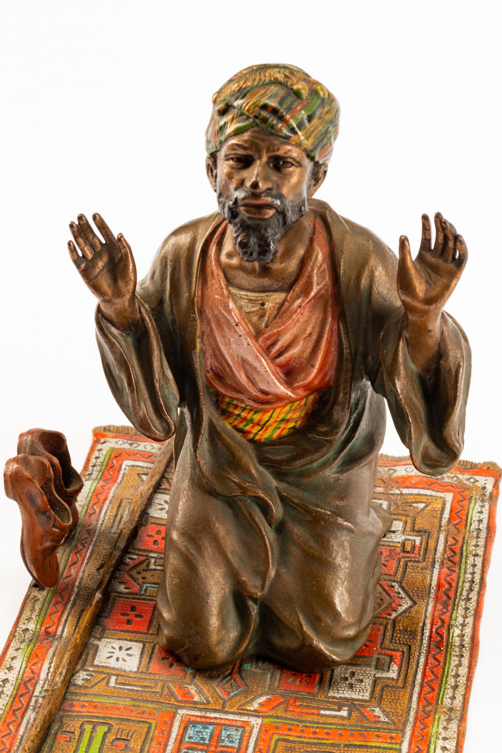 An Austrian Cold-Painted Bronze Figure of a Man in Prayer — EARLY 20TH CENTURY