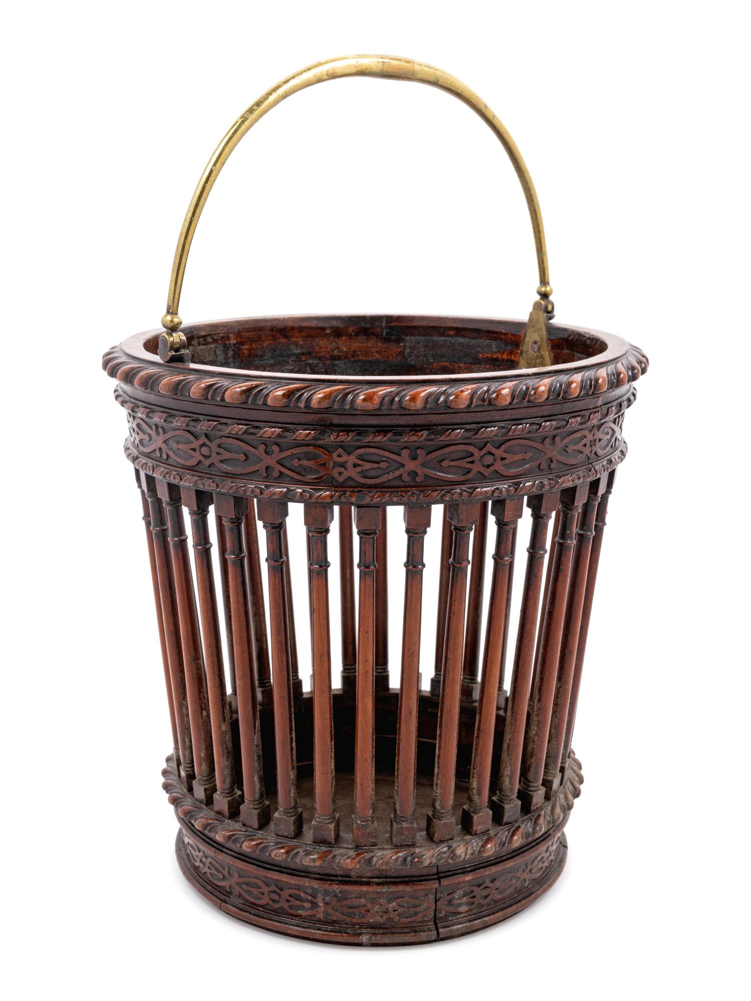 A George III Brass Mounted Carved Mahogany Plate Bucket