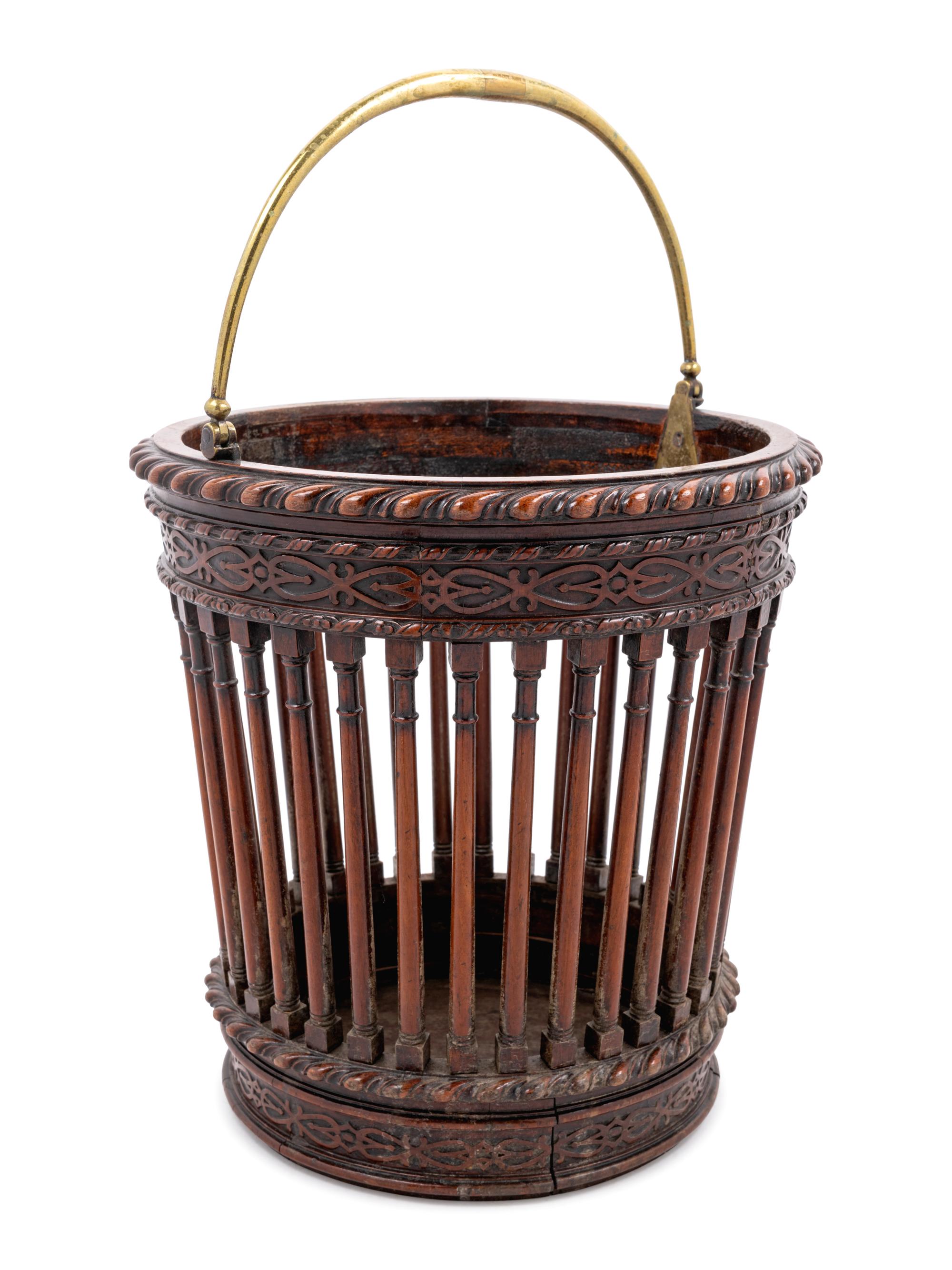 A George III Brass Mounted Carved Mahogany Plate Bucket