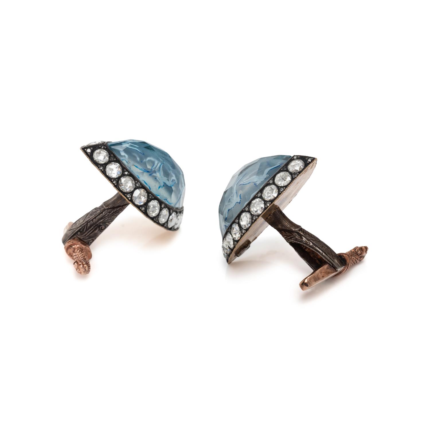 SEVAN BICAKCI, DIAMOND AND INTAGLIO CUFFLINKS