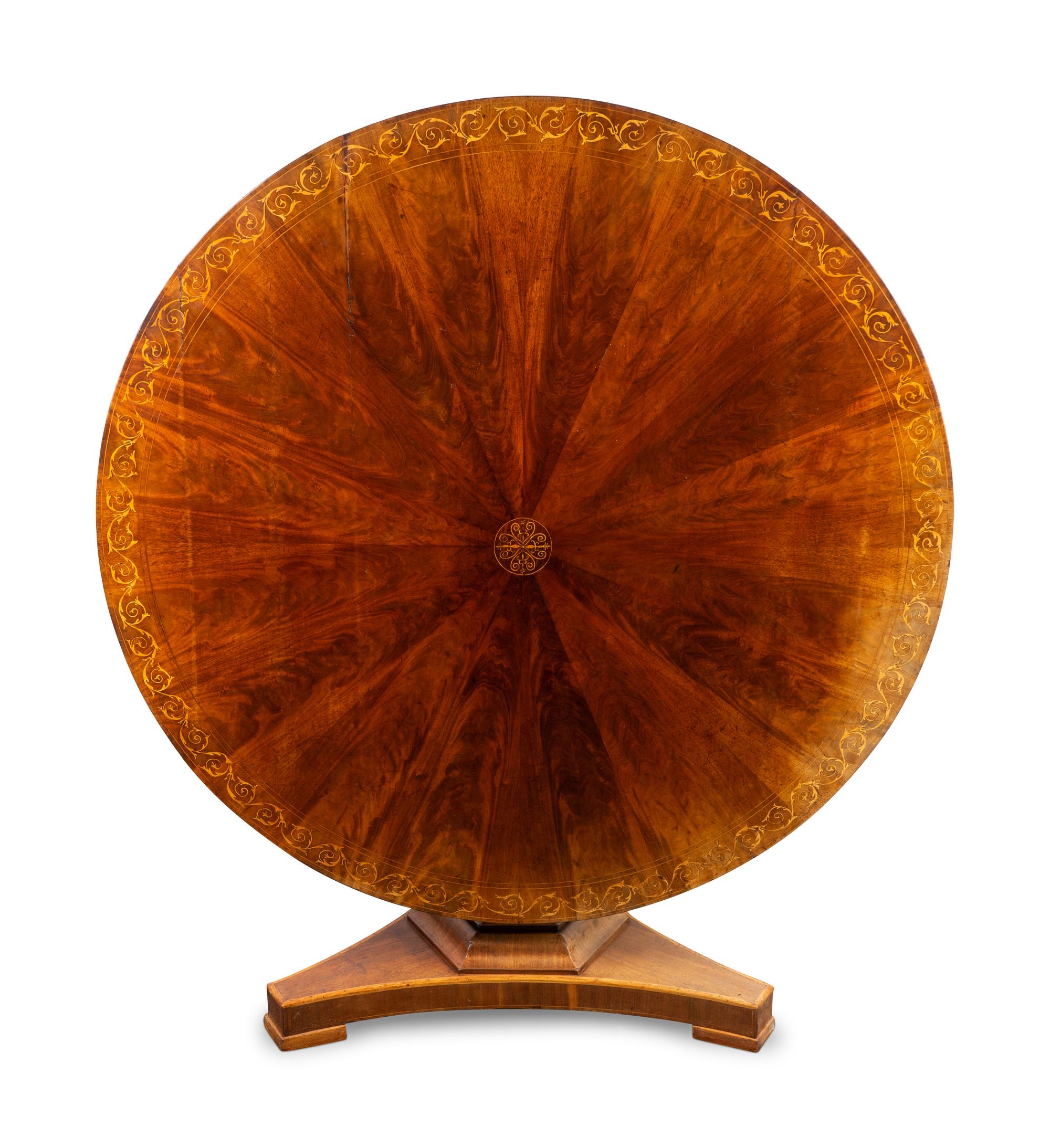 A Regency Style Inlaid Mahogany Tilt-Top Center Table — EARLY 20TH CENTURY