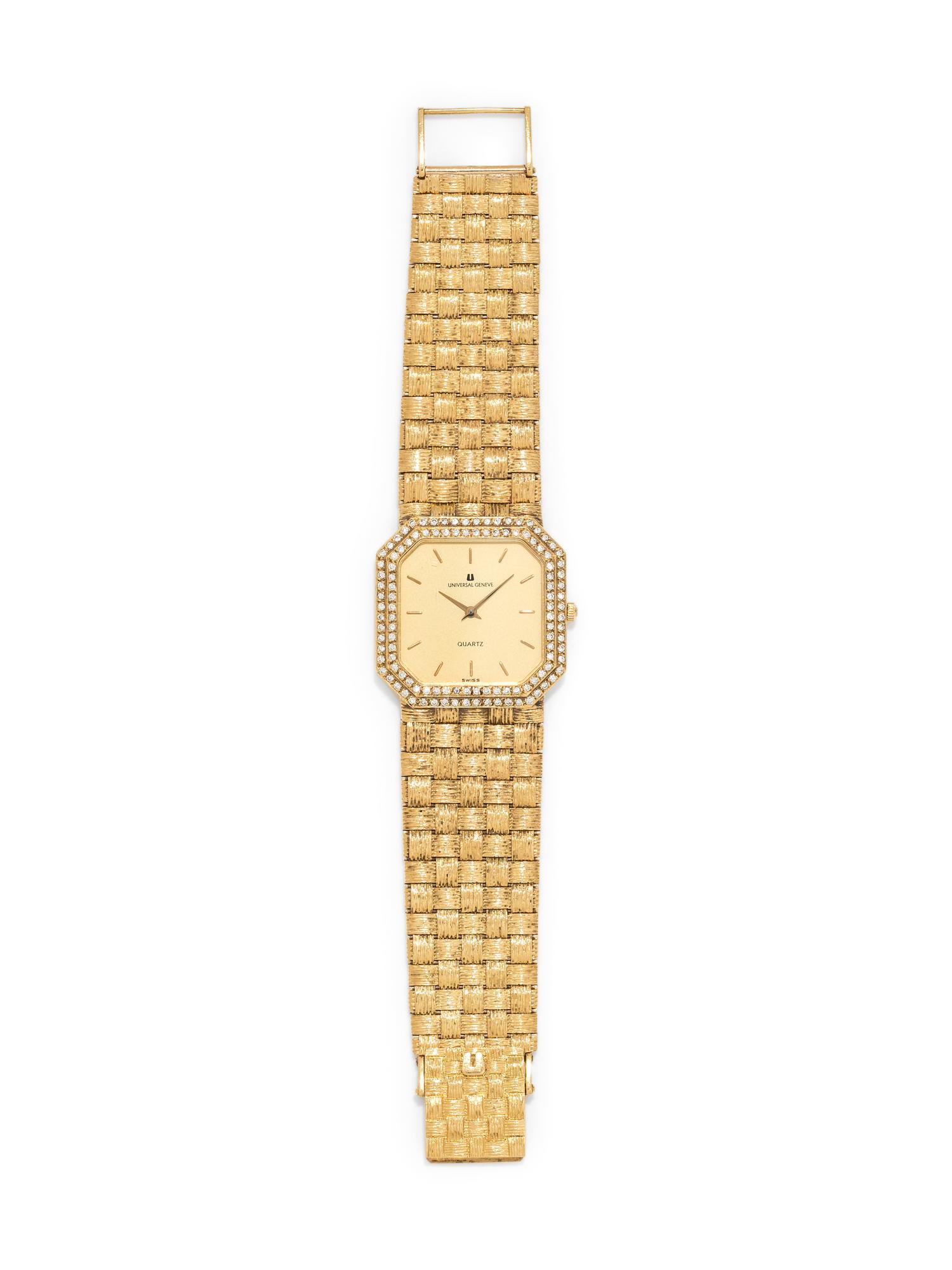 UNIVERSAL GENEVE, 18K YELLOW GOLD AND DIAMOND WRISTWATCH