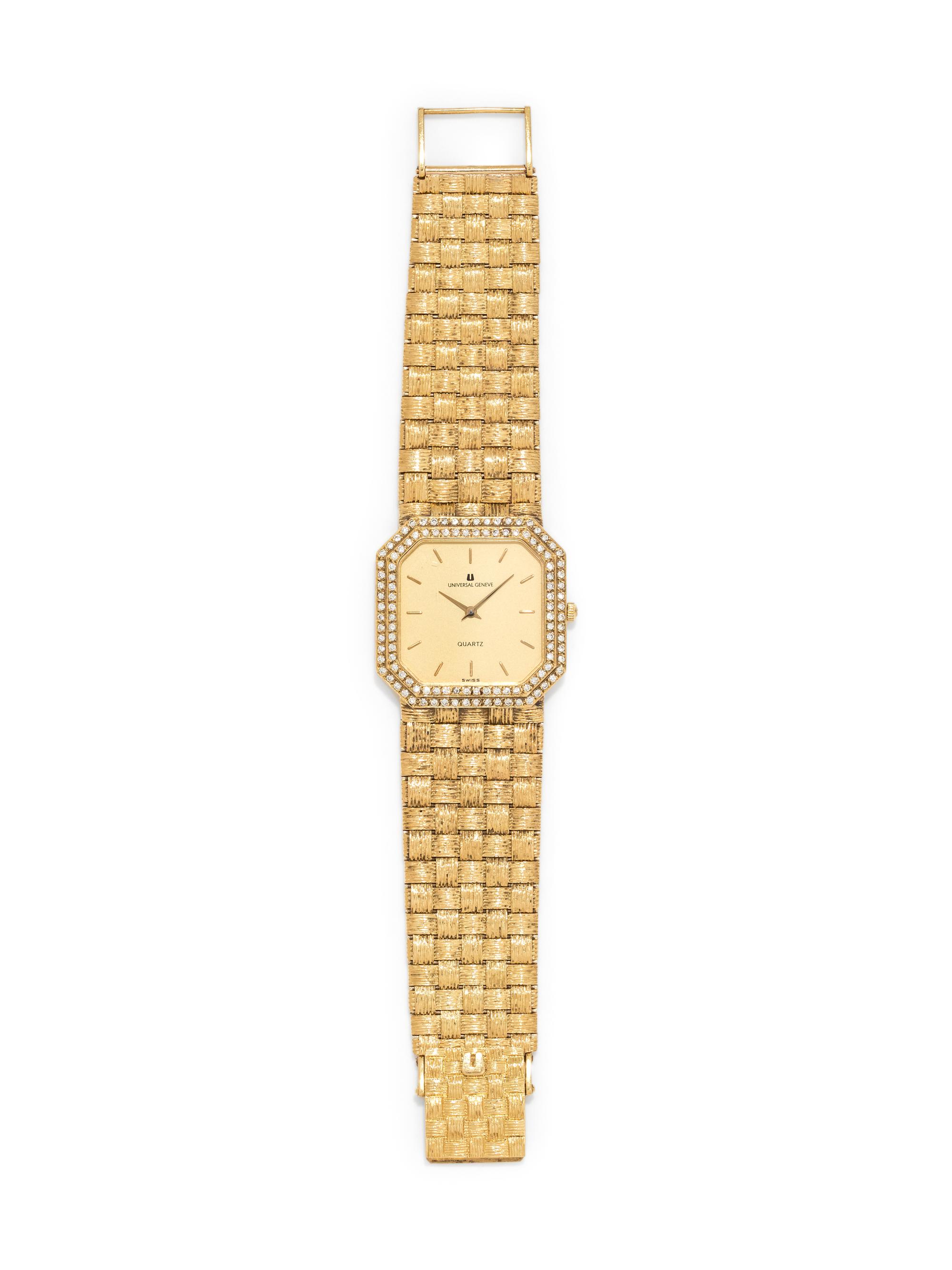 UNIVERSAL GENEVE, 18K YELLOW GOLD AND DIAMOND WRISTWATCH