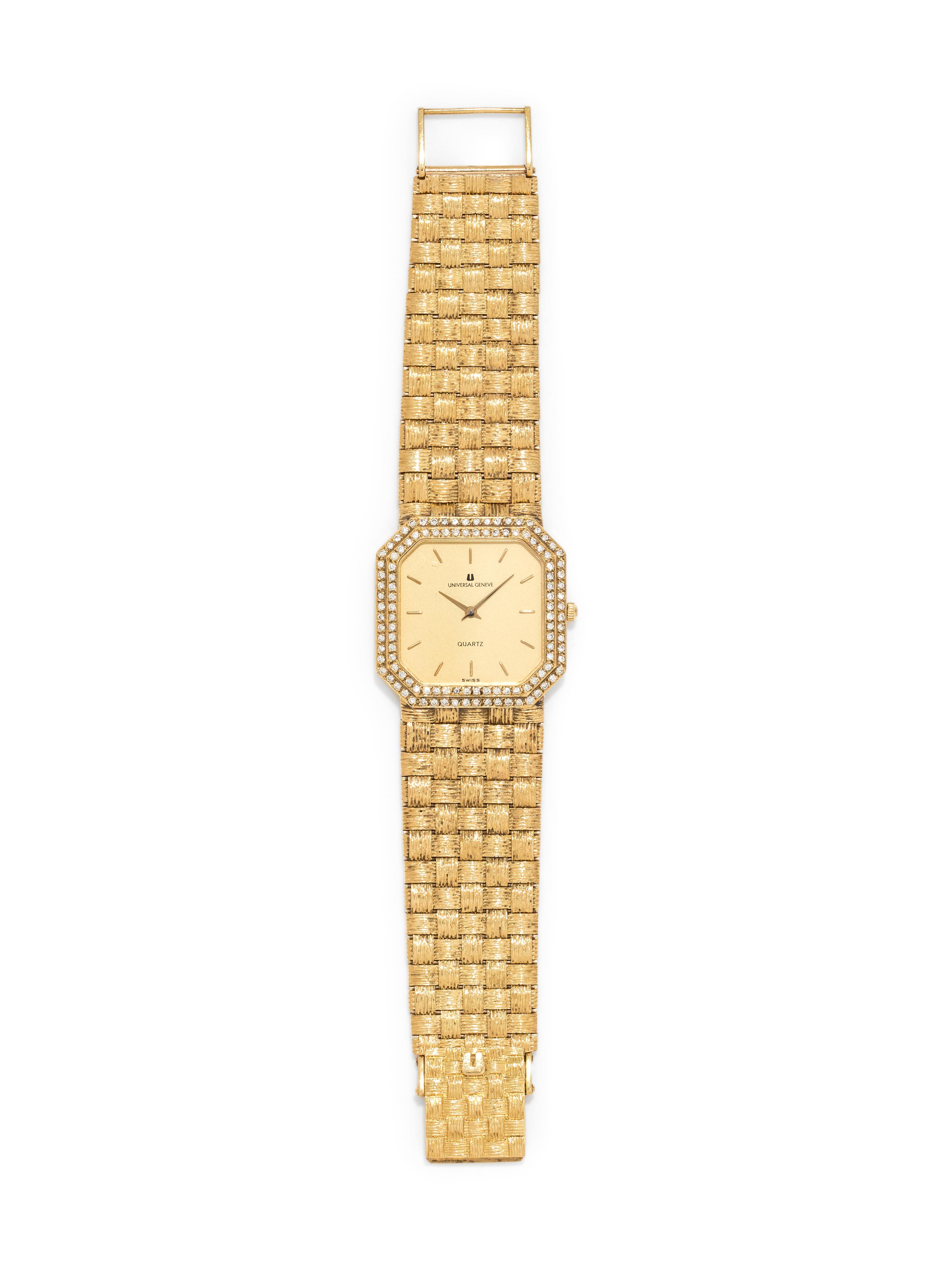 UNIVERSAL GENEVE, 18K YELLOW GOLD AND DIAMOND WRISTWATCH