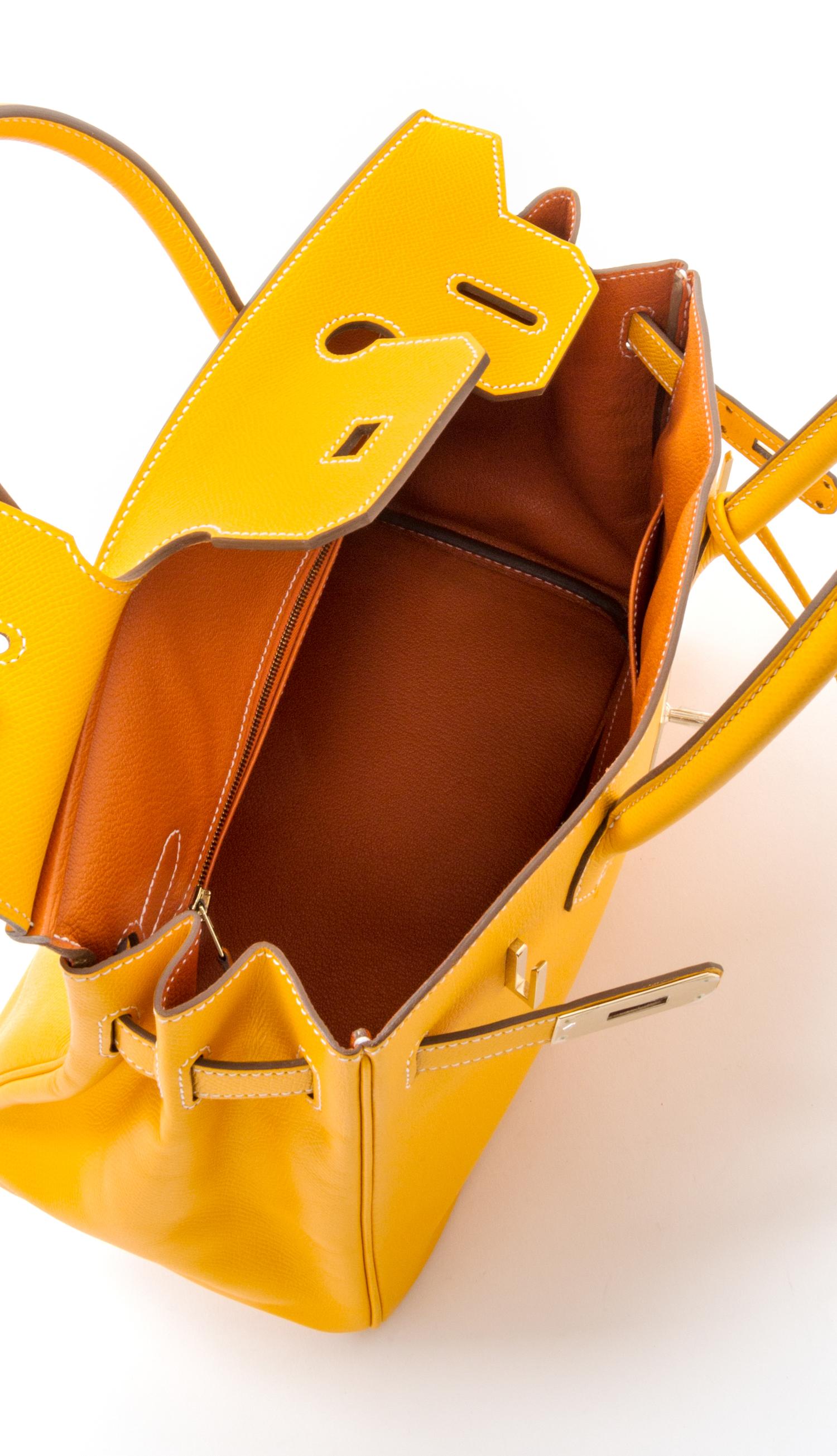 An Hermes Bicolor Jaune d'Or Epsom 30cm Birkin Handbag, 12" x 8.5" x 6".