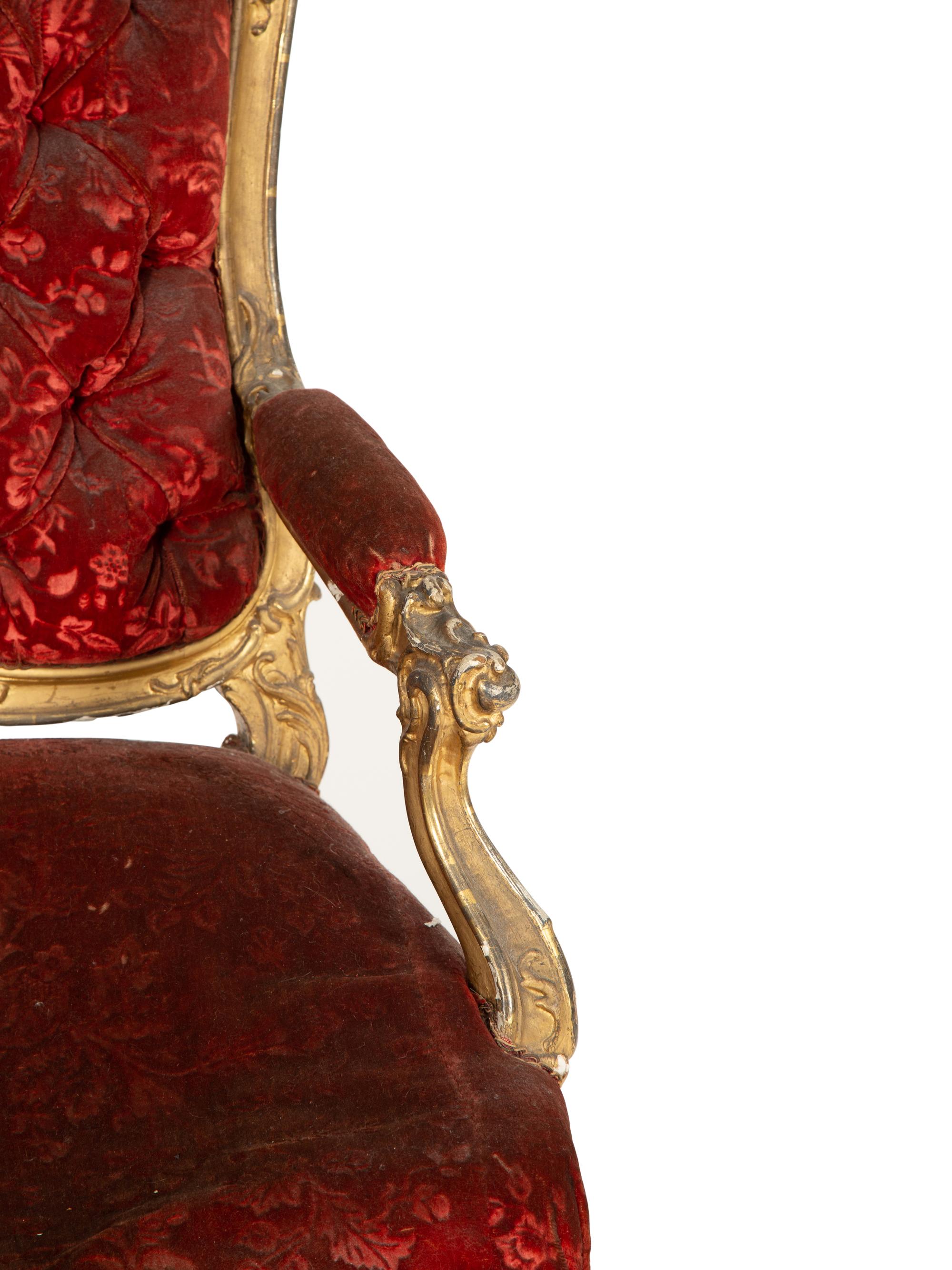 An Italian Rococo Style Giltwood Armchair
