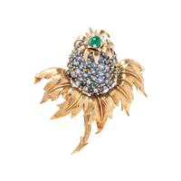TIFFANY & CO, SCHLUMBERGER, SAPPHIRE, EMERALD 'PINEAPPLE' BROOCH