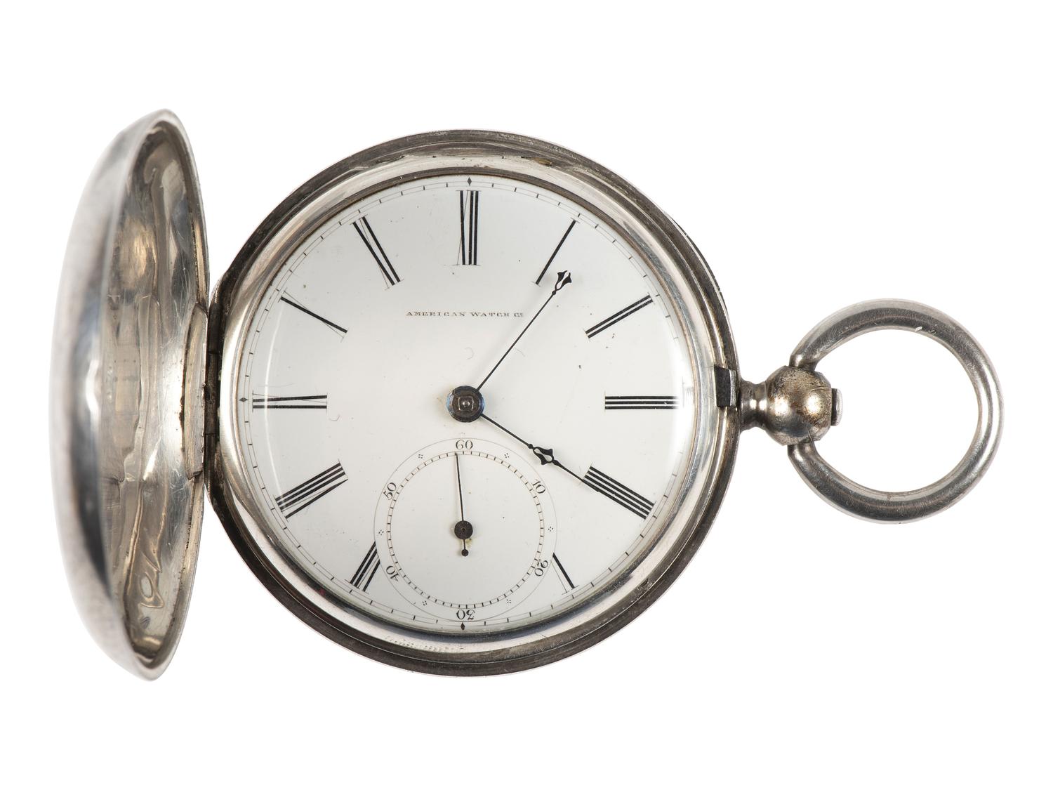 [WATCHES]. A group of 3 pocket watches, including one inscribed with a patriotic motif.