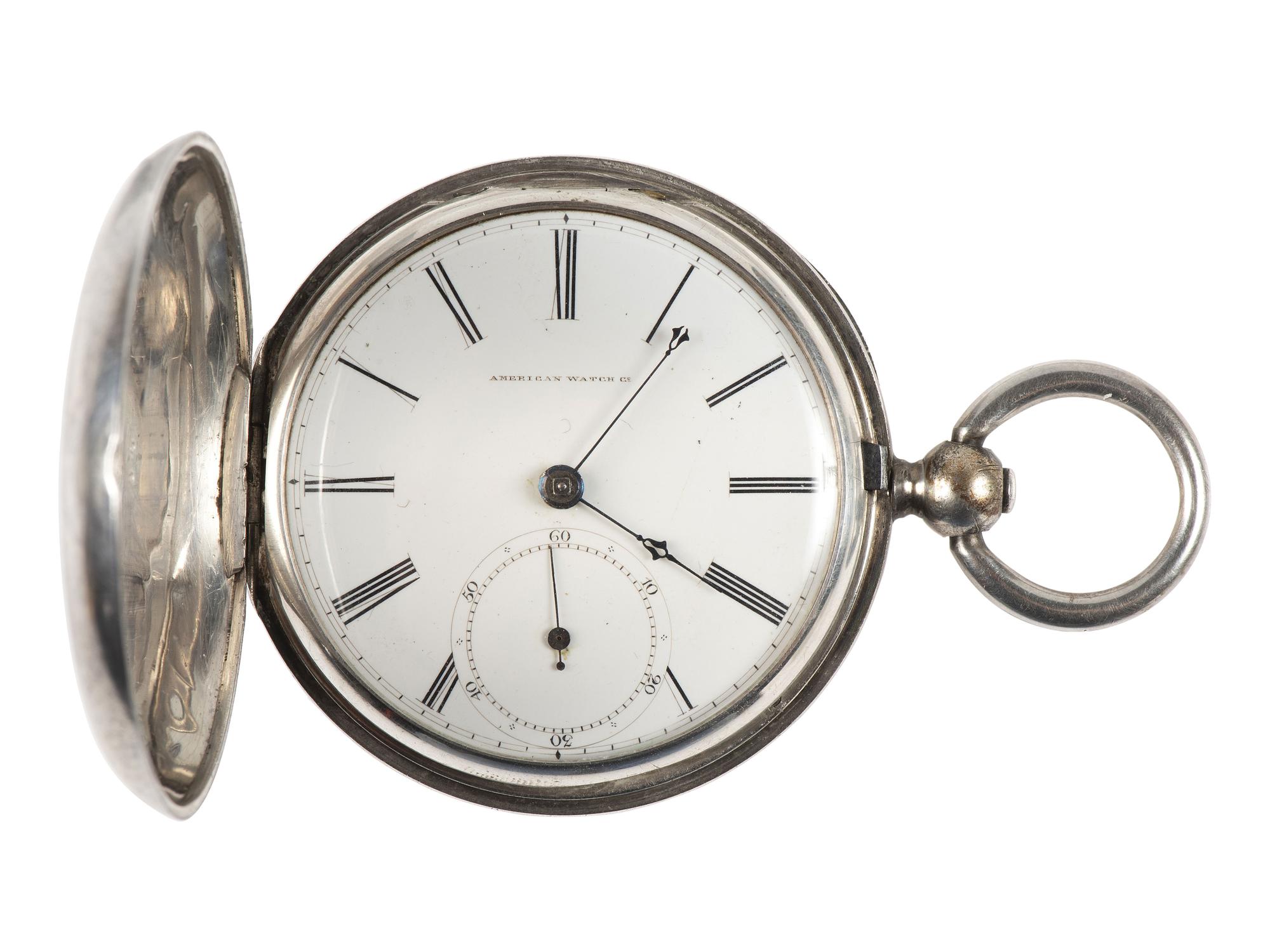 [WATCHES]. A group of 3 pocket watches, including one inscribed with a patriotic motif.
