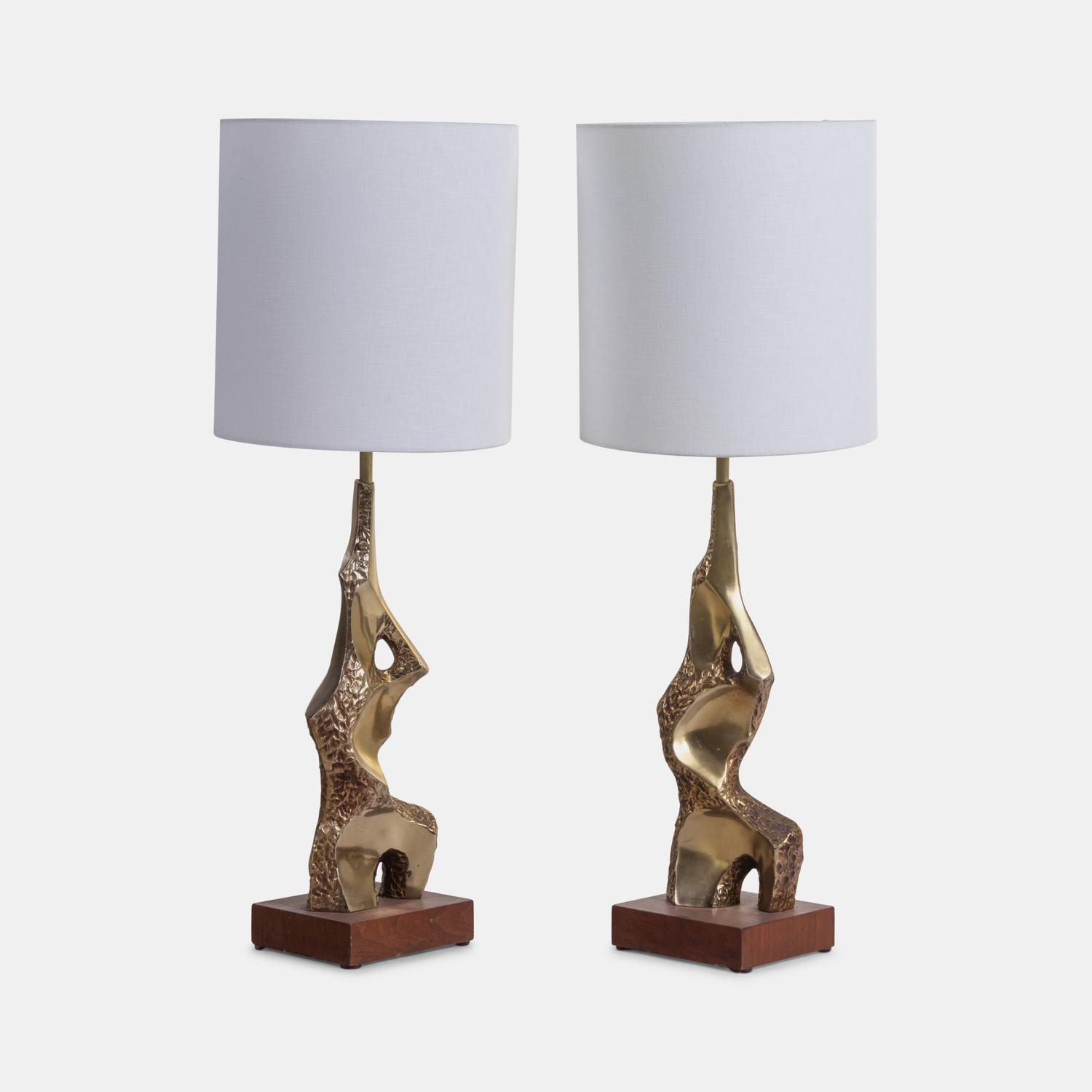 Pair of Brutalist Table Lamps Laurel Lamp Co., USA