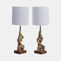 Pair of Brutalist Table Lamps Laurel Lamp Co., USA