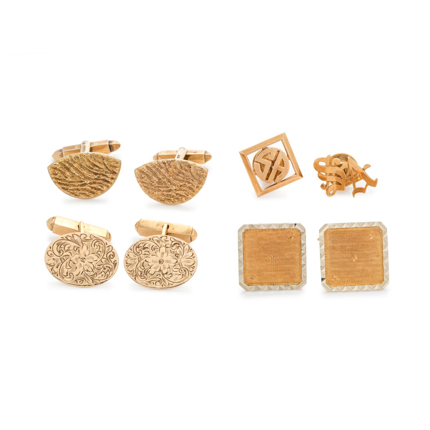 COLLECTION OF YELLOW GOLD MEN'S ACCESSORIES