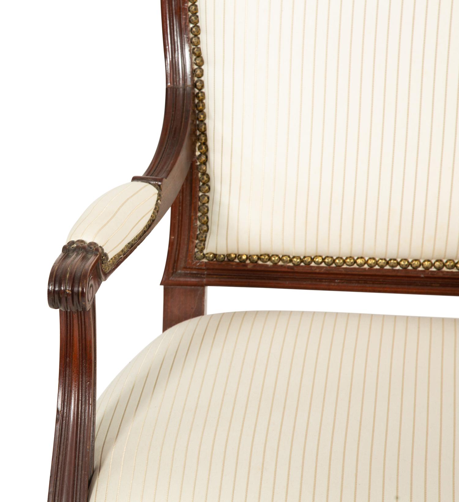 A Set of Six Louis XVI Style Mahogany Dining Armchairs