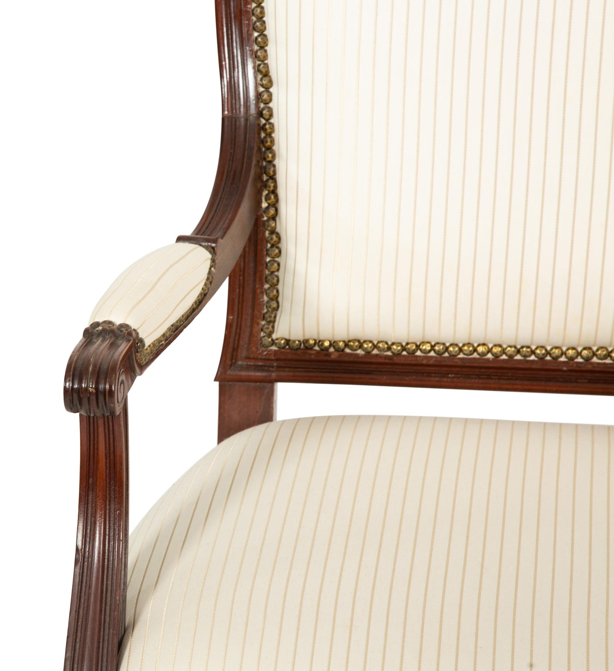 A Set of Six Louis XVI Style Mahogany Dining Armchairs