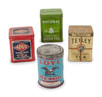 A Group of Advertising Tea Tins