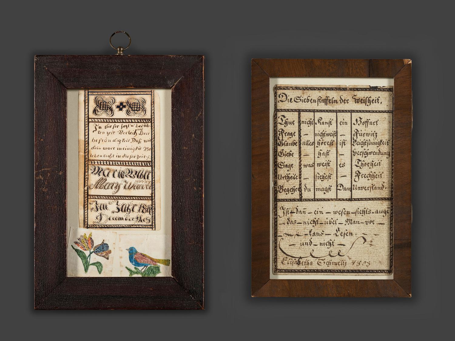 Two Hand-Drawn Bookplate Frakturs