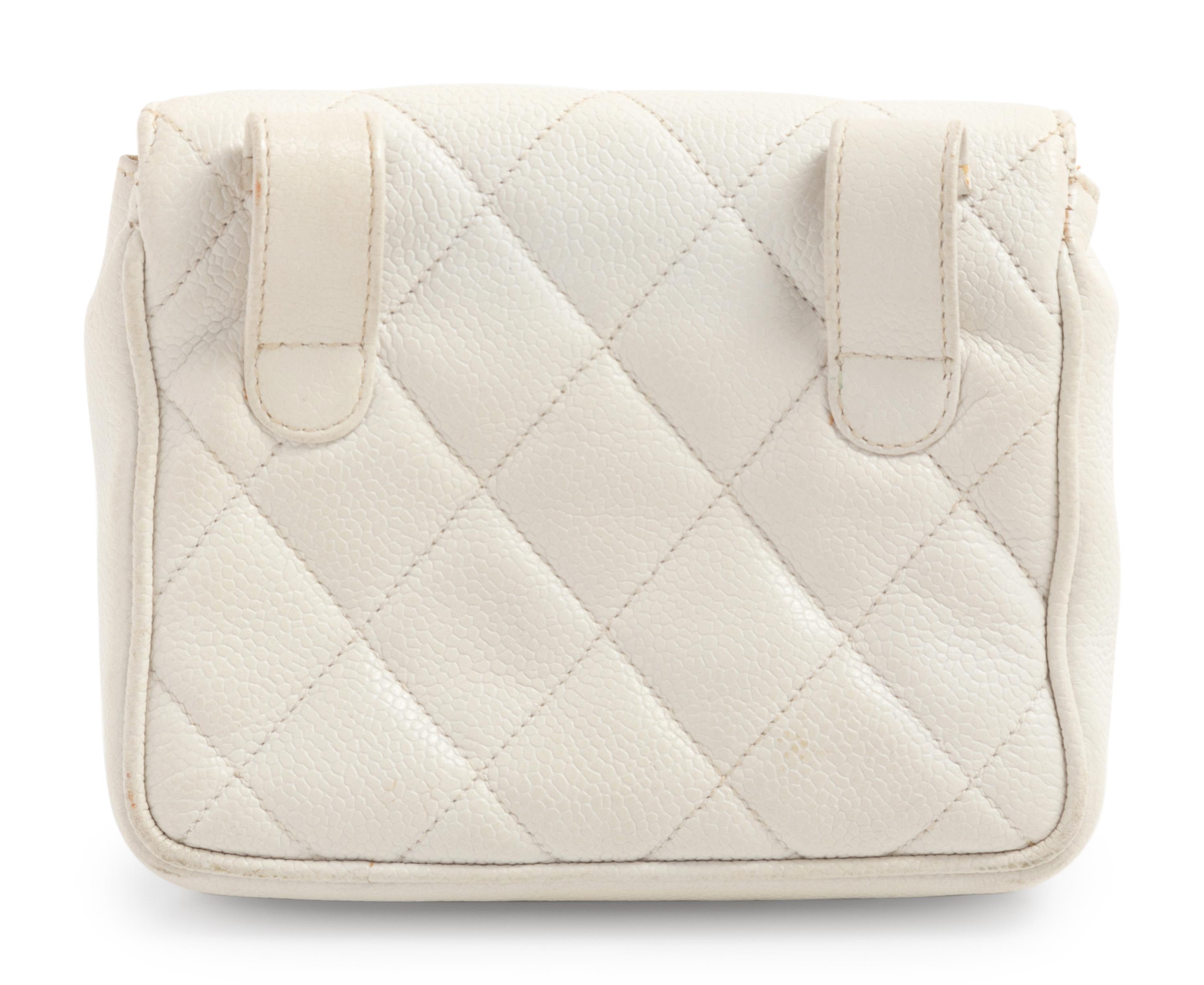 Chanel White Quilted Bag for Belt, 1991-94