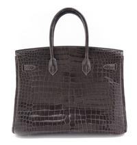 An Hermes Graphite Porosus Crocodile 35cm Birkin Handbag, 14" x 10" x 7".