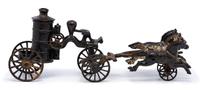 A Painted Cast Iron Horse Train Fire Wagon