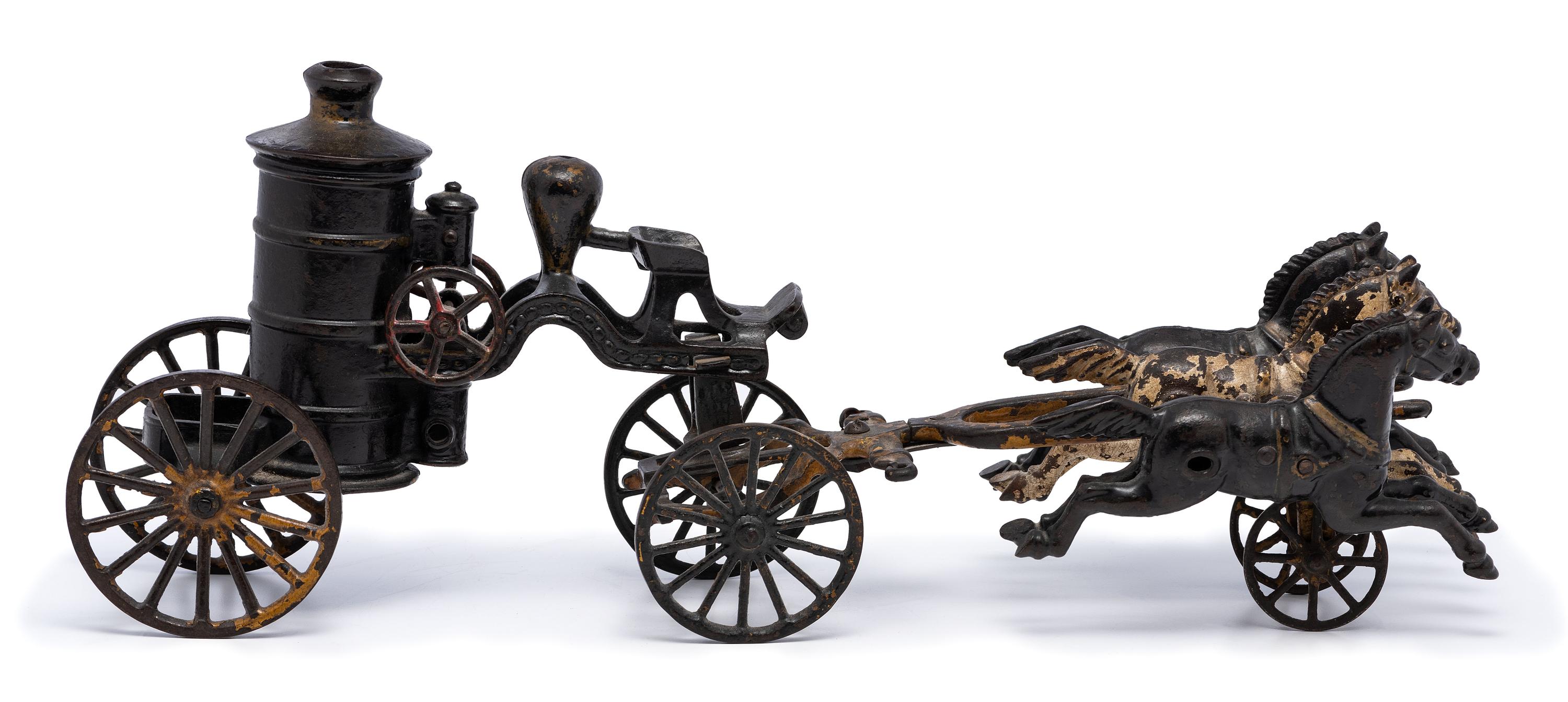 A Painted Cast Iron Horse Train Fire Wagon