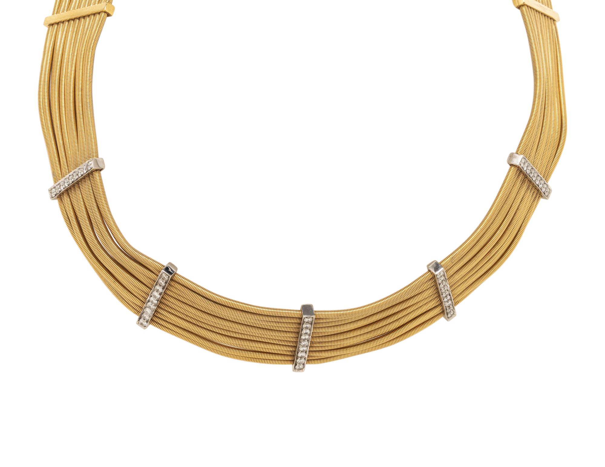 BICOLOR GOLD AND DIAMOND COLLAR NECKLACE