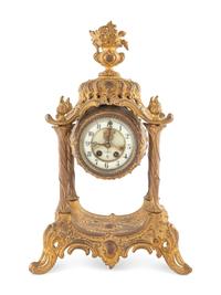 A Louis XV Style Gilt Metal Mantel Clock