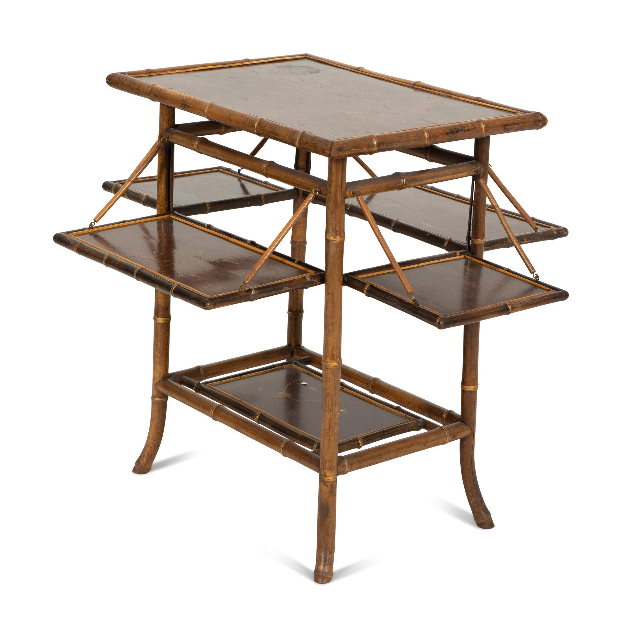 A Victorian Style Lacquer and Bamboo Side Table