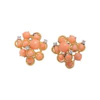 CORAL AND DIAMOND CLIP EARRINGS