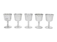 A Set of Five English Silver Goblets