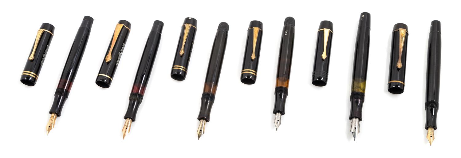 A Collection of Six Montblanc Meisterstuck Fountain Pens