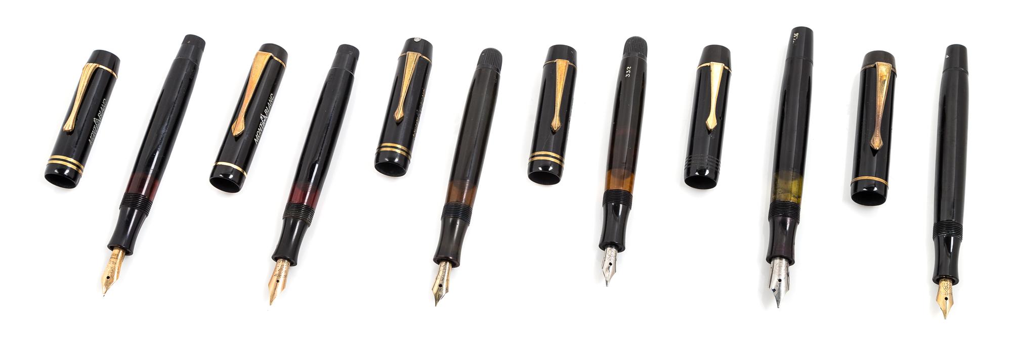 A Collection of Six Montblanc Meisterstuck Fountain Pens