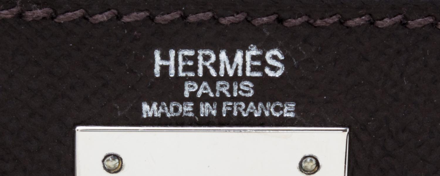 An Hermes Chocolat Epsom Sellier 28cm Kelly Handbag, 11" x 8.5" x 4".