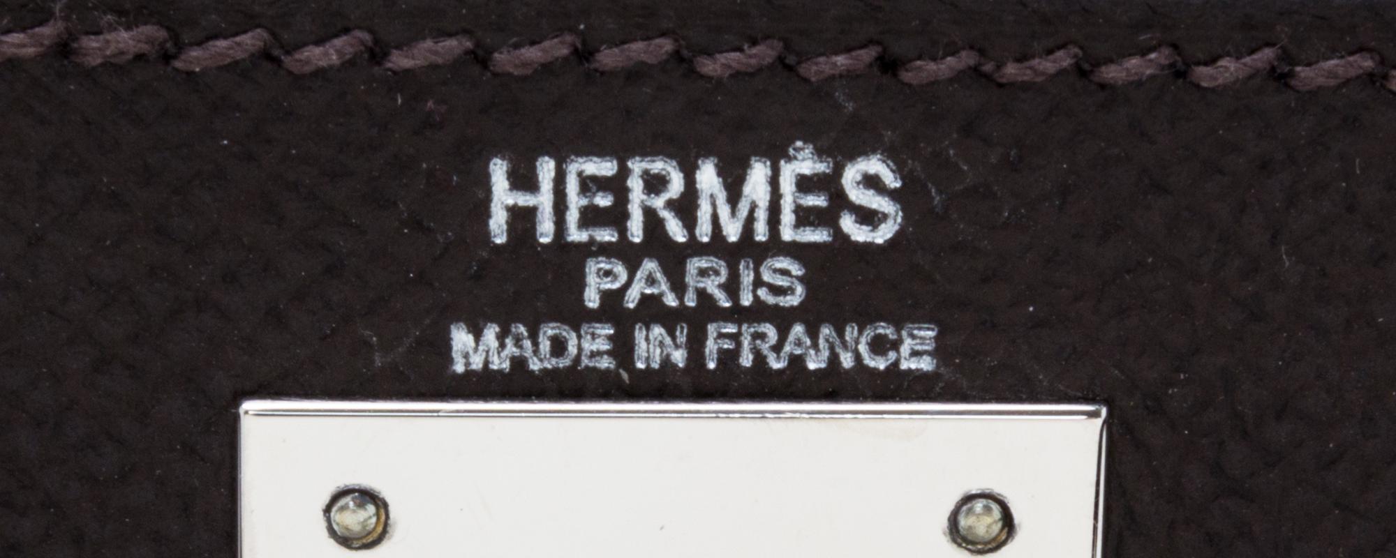 An Hermes Chocolat Epsom Sellier 28cm Kelly Handbag, 11" x 8.5" x 4".