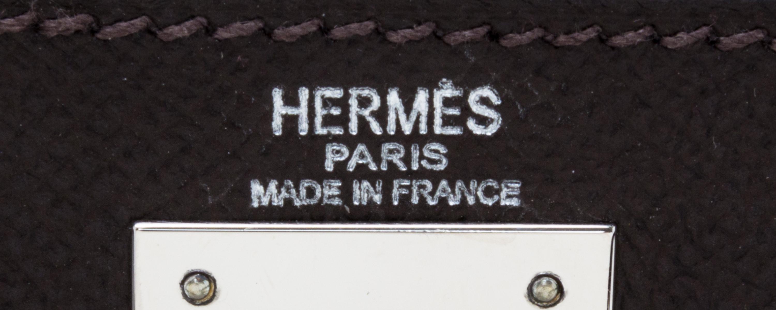 An Hermes Chocolat Epsom Sellier 28cm Kelly Handbag, 11" x 8.5" x 4".