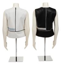 Two Ralph Rucci Leather Color Block Tops