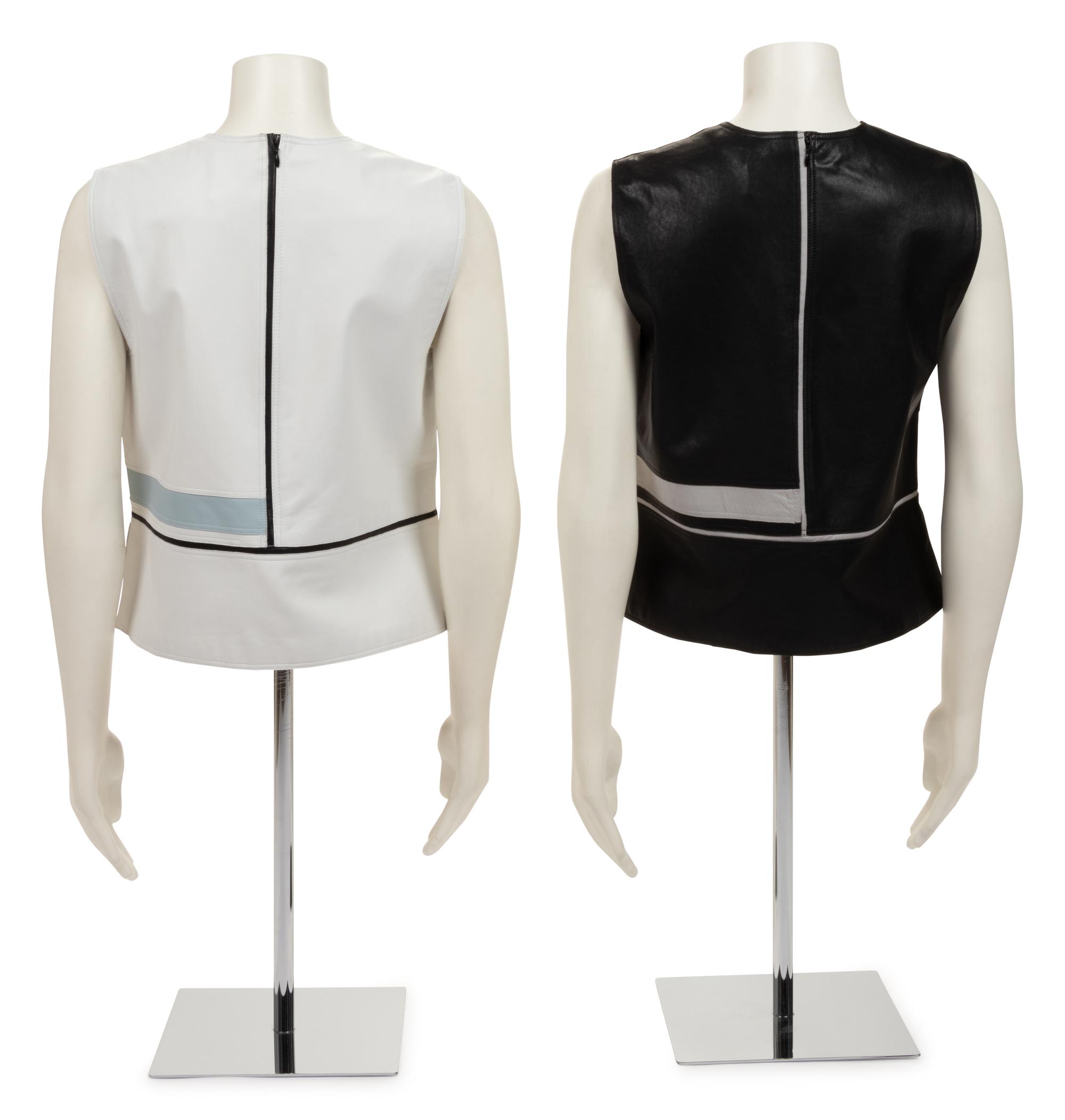 Two Ralph Rucci Leather Color Block Tops