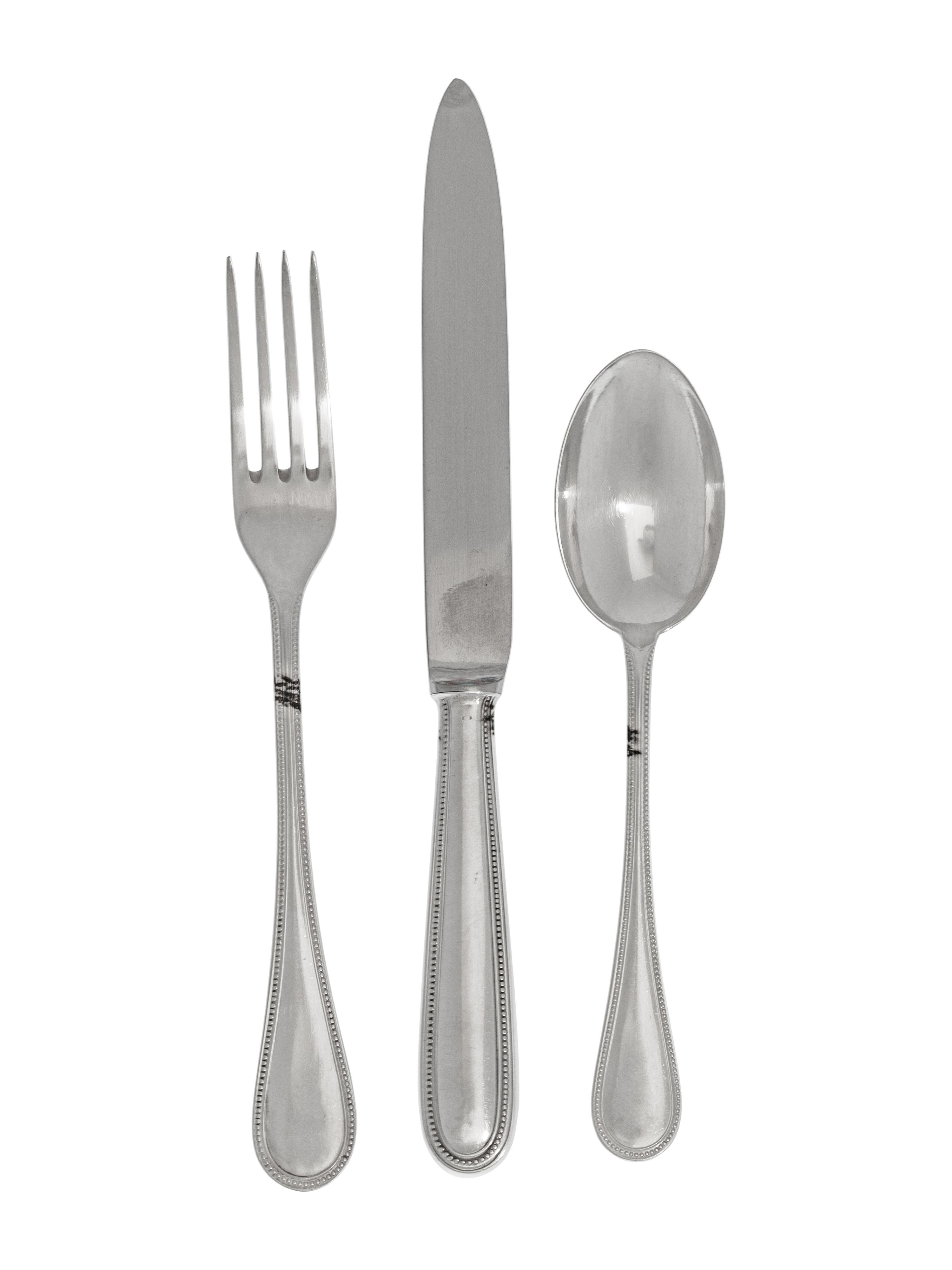 An Italian Silver Flatware Service