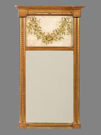 A Classical Eglomise Panel Inset Looking Glass